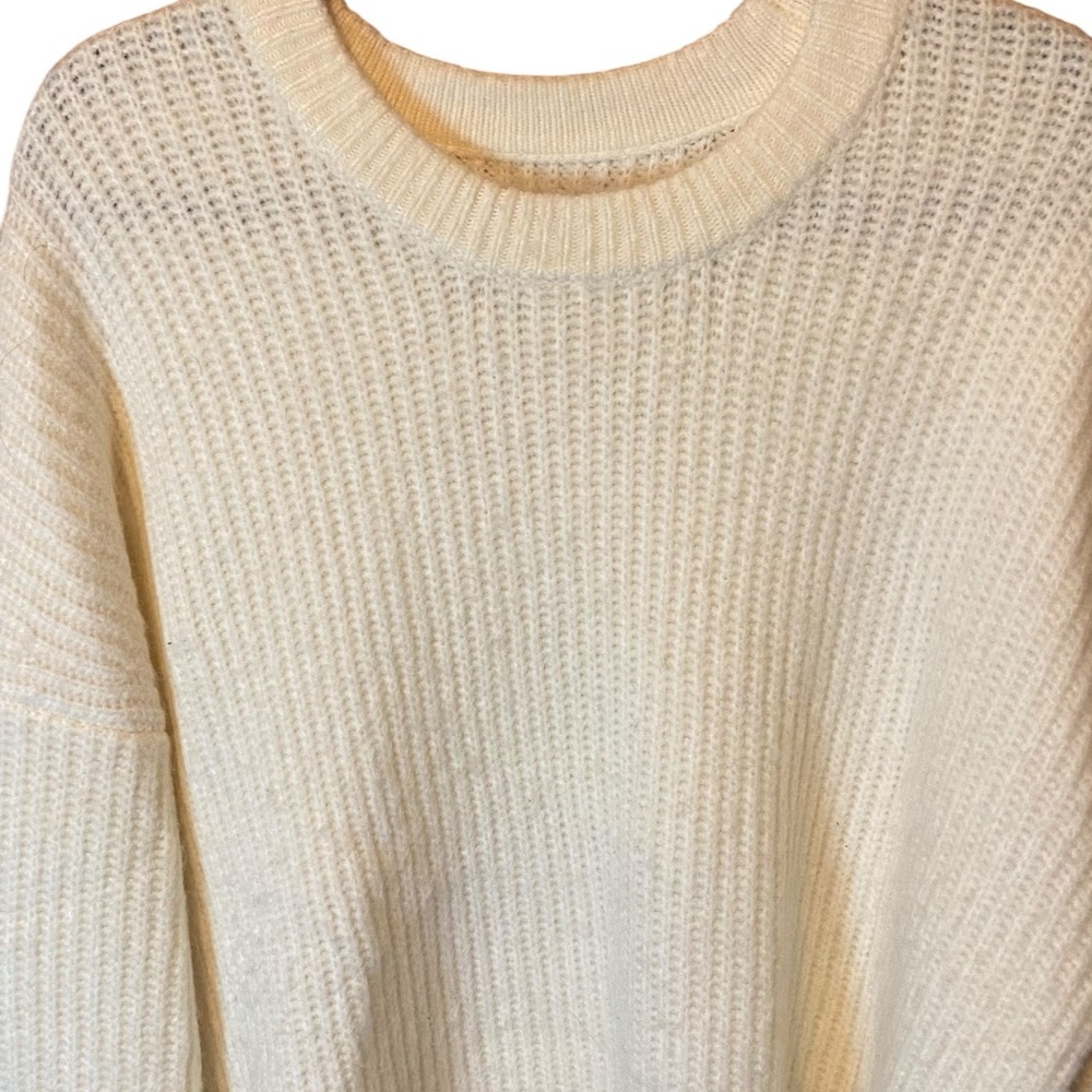 Abercrombie Boyfriend Crewneck Sweater Large Oversized Cozy Neutral Minimalist - Picture 5 of 7